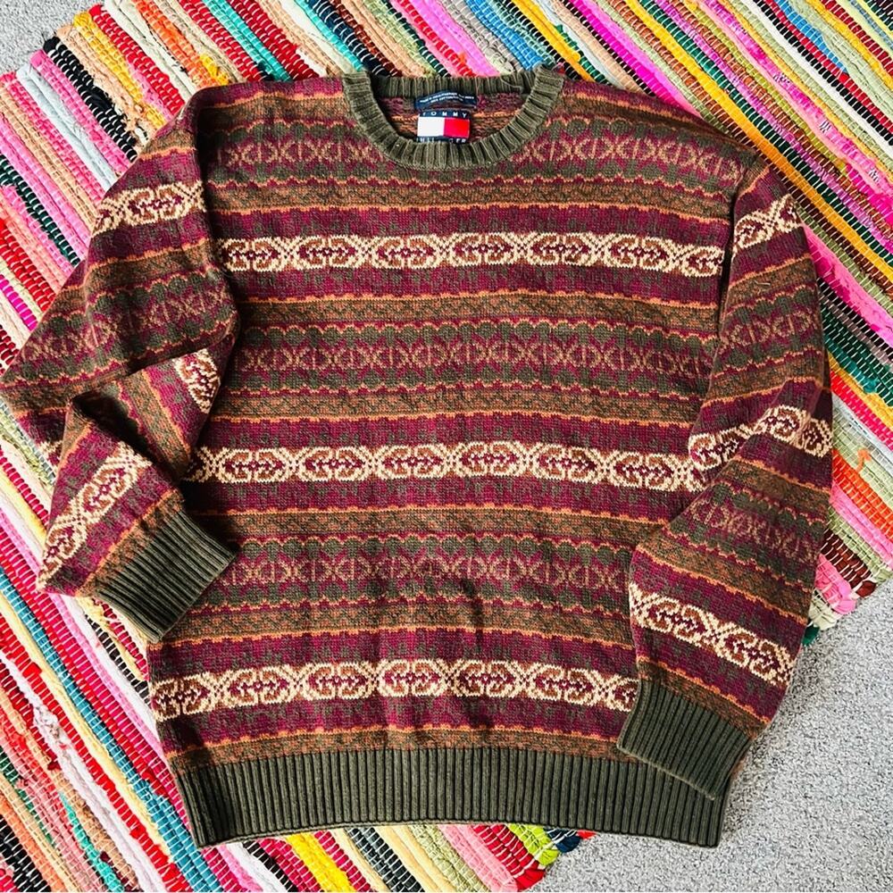 Vintage 90s Tommy Hilfiger Fall Chunky Pullover Sweater XL